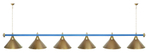 Лампа STARTBILLIARDS 6 пл. (плафоны зеленые,штанга золотая,фурнитура золото)