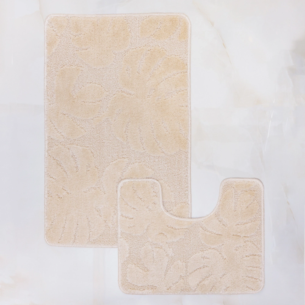 Комплект ковриков для ванной и туалета My Crystal серия Gold 50*80 и 40*50 цвет бежевый Монстера