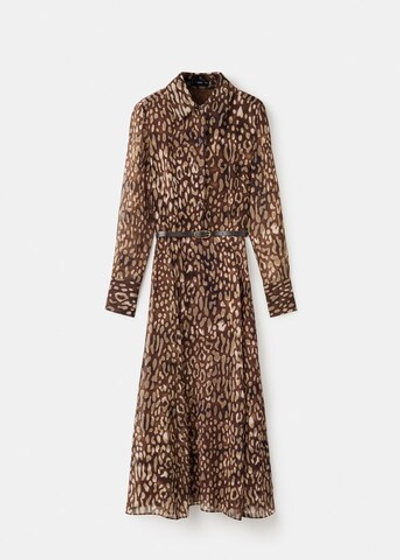 Платье-рубашка с леопардовым принтом и ремнем