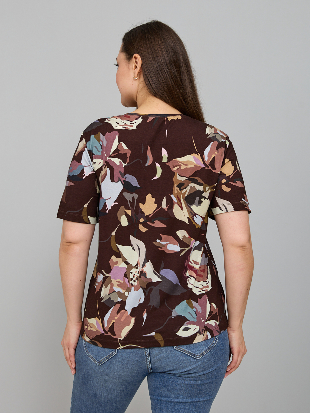 Футболка Фв-107/коричневый-цветыабстракция
