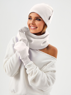 Комплект с начесом: снуд, варежки, шапка