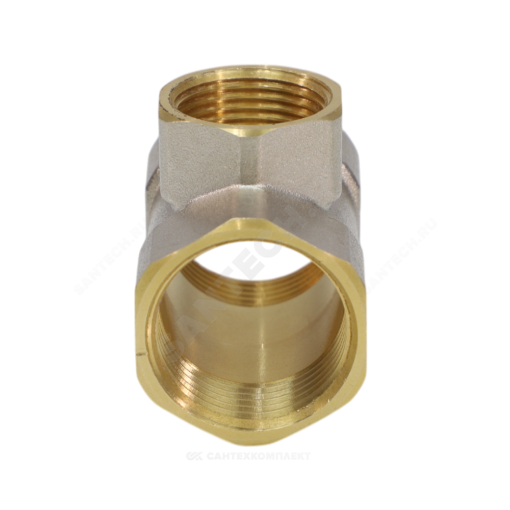 Тройник латунь никель переходной Ду 32х25х32 (1 1/4"х1"х1 1/4") ВР/ВР 9008 ГОСТ 32585-2013 Aquasfera 9008-06