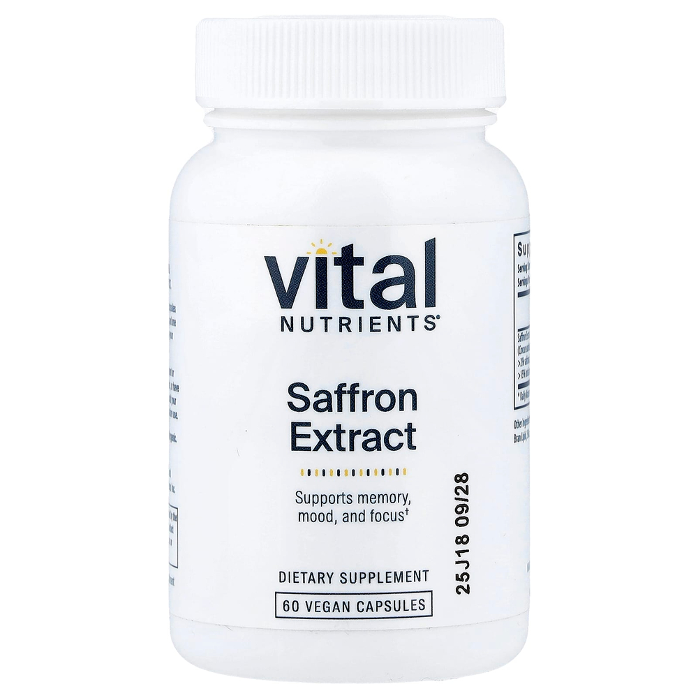 Vital Nutrients, экстракт шафрана, 60 веганских капсул (15 мг в 1 капсуле)