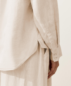 Oysho Рубашка свободного кроя из 100%-го льна, песочный меланж