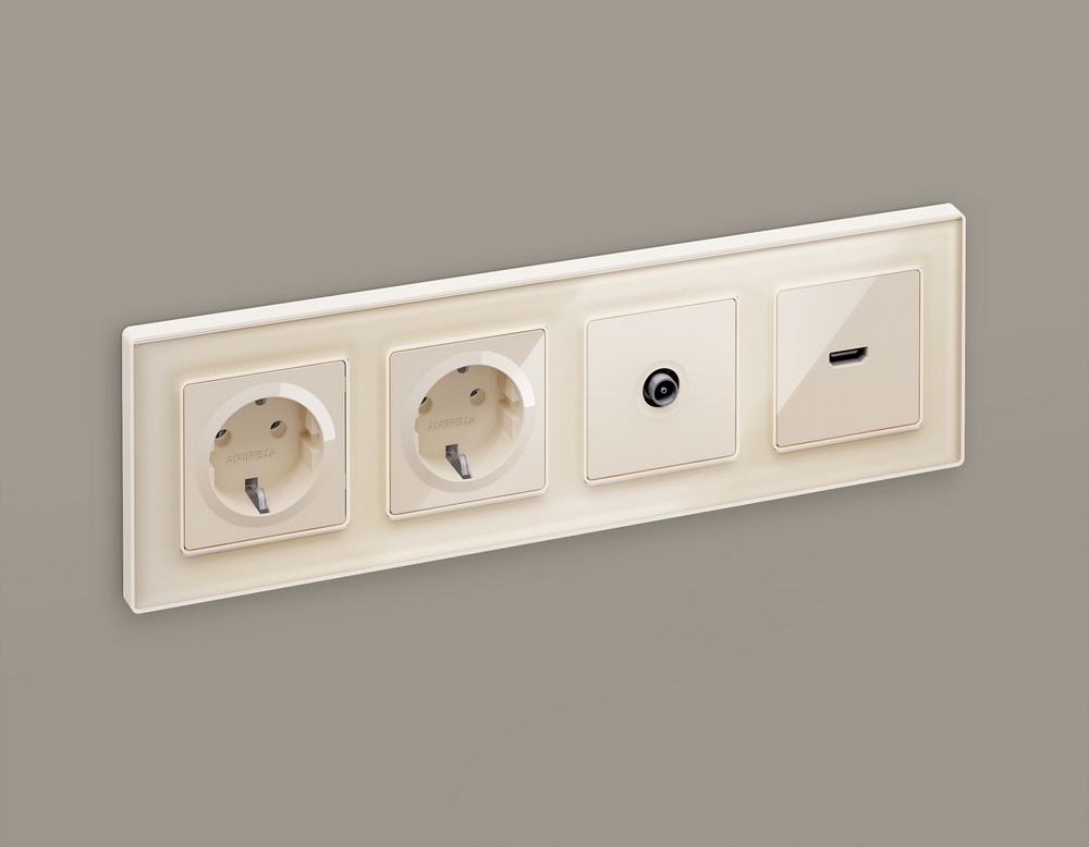 MA313030 Комплект механизма TV розетки проходной ALFA Бежевый глянец 5-1000 MHz 4dB QUANT (AP3130, VM211)