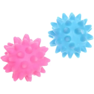Игрушка - мячик для собак средних и мелких пород «ЗУБОЧИСТКА», цвет розовый и голубой, d-6.5см (лейбл)✦