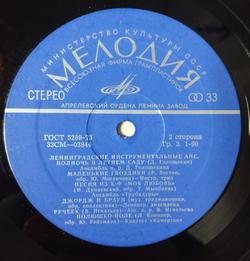 Винтажная виниловая пластинка LP Сборник Ленинградские Инструментальные Ансамбли (СССР 1973)