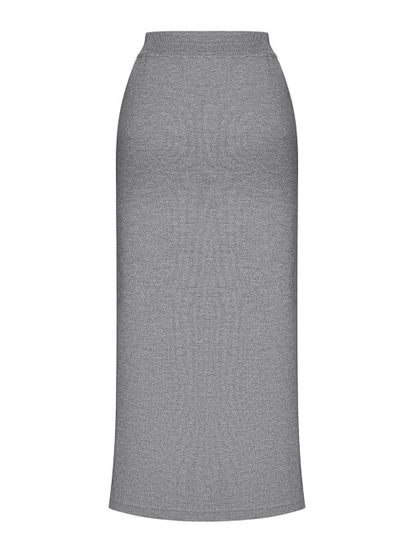 Женская юбка светло-серого цвета из 100% шерсти - фото 2