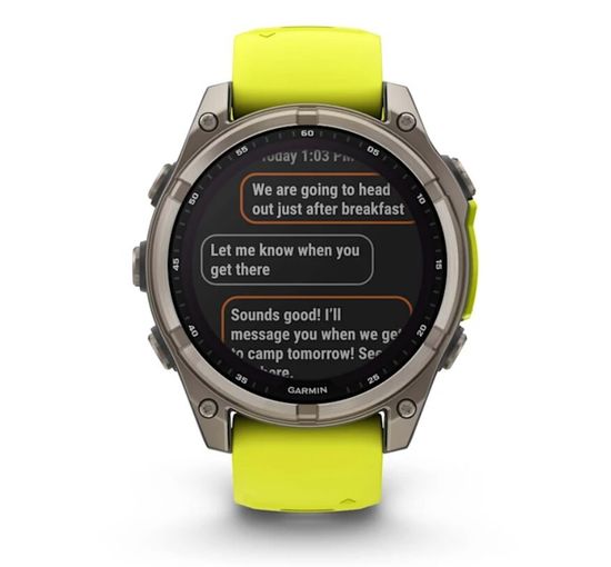 Умные часы Garmin Fenix 8, 47 мм, Solar, Sapphire Titanium with AMP yellow/graphite silicone band