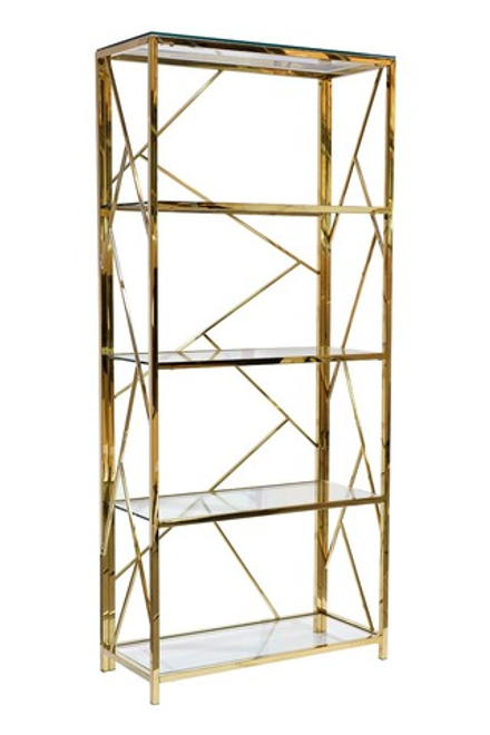 Стеллаж Garda Decor стекло прозр, золото 80*35*180 см
