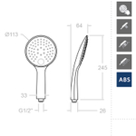 Душевая лейка 113мм кнопка 3 режима ABS 2877TR
