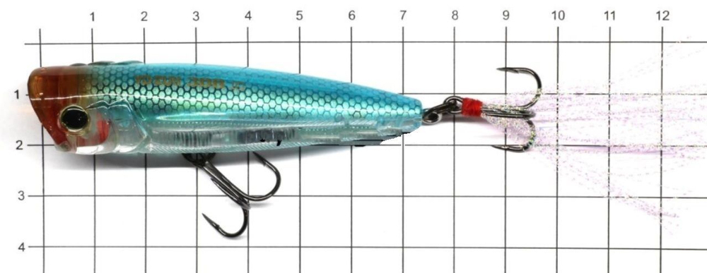 Воблер для рыбалки R1101-RBG 3DB Popper 75F, 75мм, 10г.