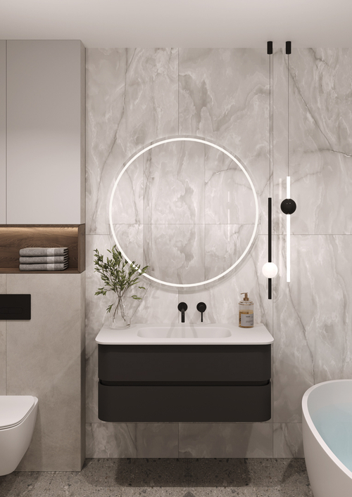 Armadi Art OVALE 2 полки 100CM АНТРАЦИТ тумба + раковина