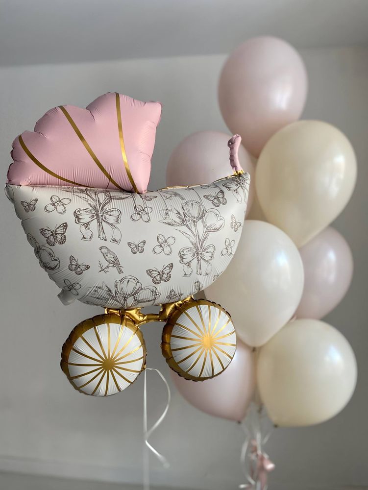 Воздушные гелиевые шары на выписку коляска №4698