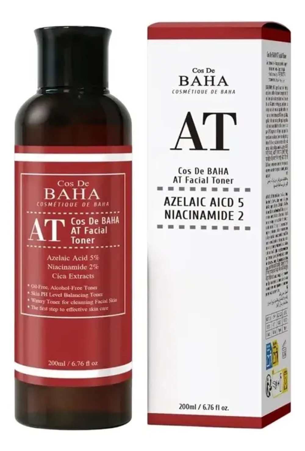 Тонер с азелаиновой кислотой Cos De Baha AT Facial Toner, 200 мл