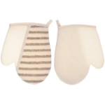 Мочалка - варежка массажная «SANTA MONIKA - BOKALLI», цвет белый / серый, 22*18см (зип пакет и наклейка Ultramarine)✦