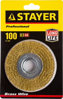 STAYER 100 мм, жгутированная стальная проволока 0.5 мм, щетка дисковая для УШМ, Professional (35122-100)