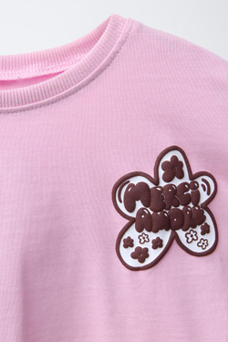 ZARA ЛОНГСЛИВ С РЕЛЬЕФНЫМ ПРИНТОМ, РОЗОВЫЙ