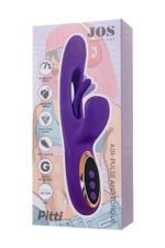 Фиолетовый вибратор с вакуумной стимуляцией и язычком Pitti - 24 см.