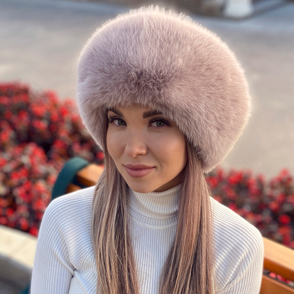 Повязка-шарф из Финского песца цвет Пыльная Роза