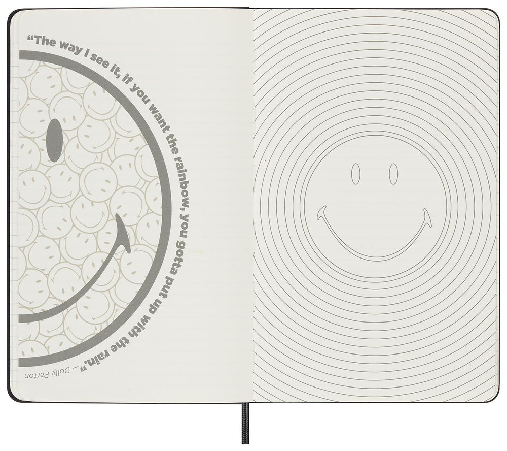 Блокнот А5 Moleskine LE SMILEY (LESMILEYNTBKCLT) 13х21 см, 176 стр. в линейку, черный в подарочной коробке
