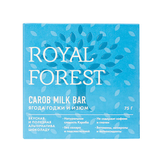 Шоколад из кэроба с ягодами годжи и изюмом Royal Forest, 75 г