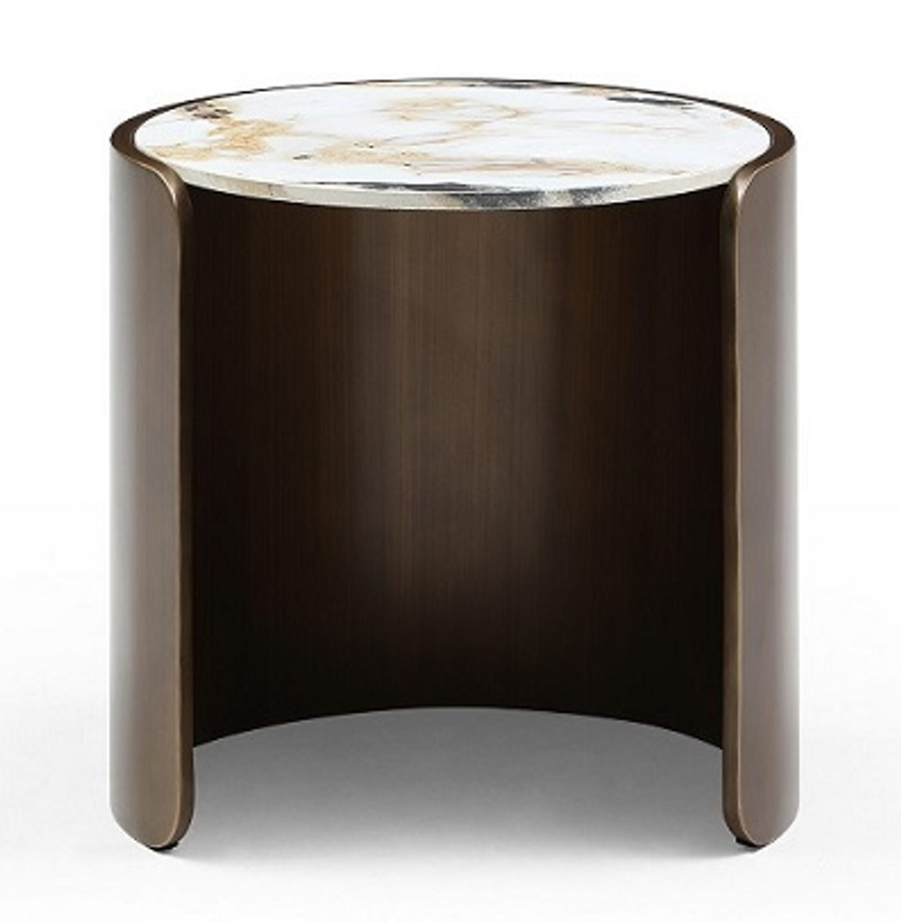 Стол журнальный ET3095CL (D45) белая керамика /бронзовый