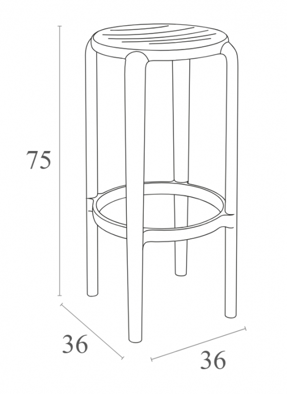 Табурет пластиковый барный Siesta Contract Tom Bar 75, черный