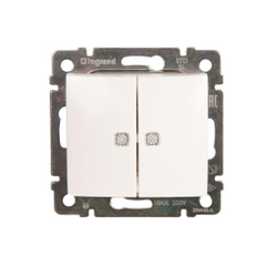 77 4428 Выключатель 2 клавишный с подсветкой белый 10