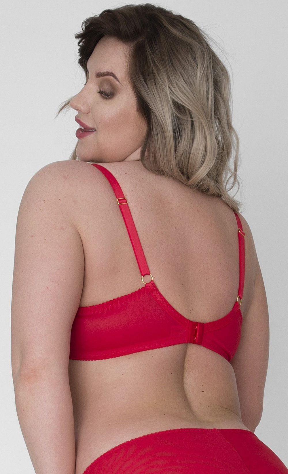 Красный бюстгальтер с мягкой чашкой из кружева с «ресничками» (Размер: 90C) (Цвет: красный)