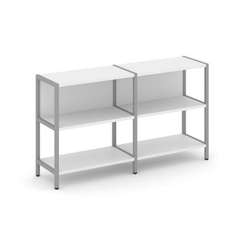 Shelf System Двухсекционный стеллаж двухярусный SN.STM-221 Белый/Металл Серый 1590*400*879