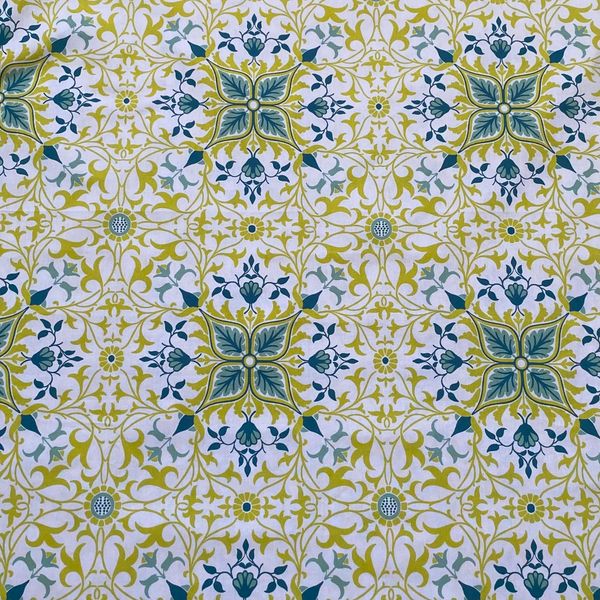 ЛИМОННЫЙ КАЛЕЙДОСКОП В СТИЛЕ У.МОРРИСА 100% хлопок Handmade Fabrics 2