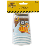 Стаканы бумажные «Строительная техника», 250 мл, 6 шт