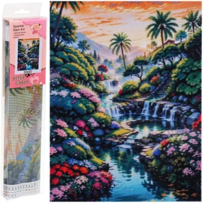 Алмазная мозаика в рулоне 30*40см полная выкладка «DIAMOND», Яркий пейзаж