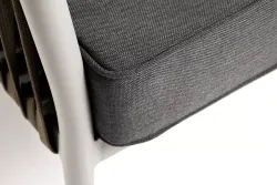 "Касабланка" диван 3-местный плетеный из роупа, каркас алюминий светло-серый (RAL7035) муар, роуп серо-коричневый 23мм, ткань серая 017