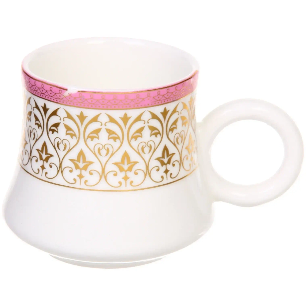 Кофейный набор 12 предметов «Восточная сказка» ( 6кружек 90мл+6 блюдец), вензеля розовый