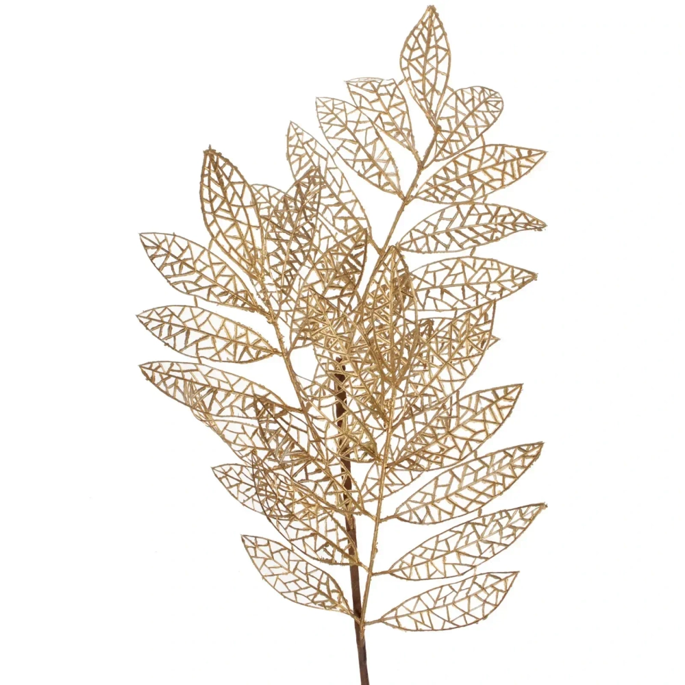 Ветка декоративная «Зимние листья» 85 см, Золото