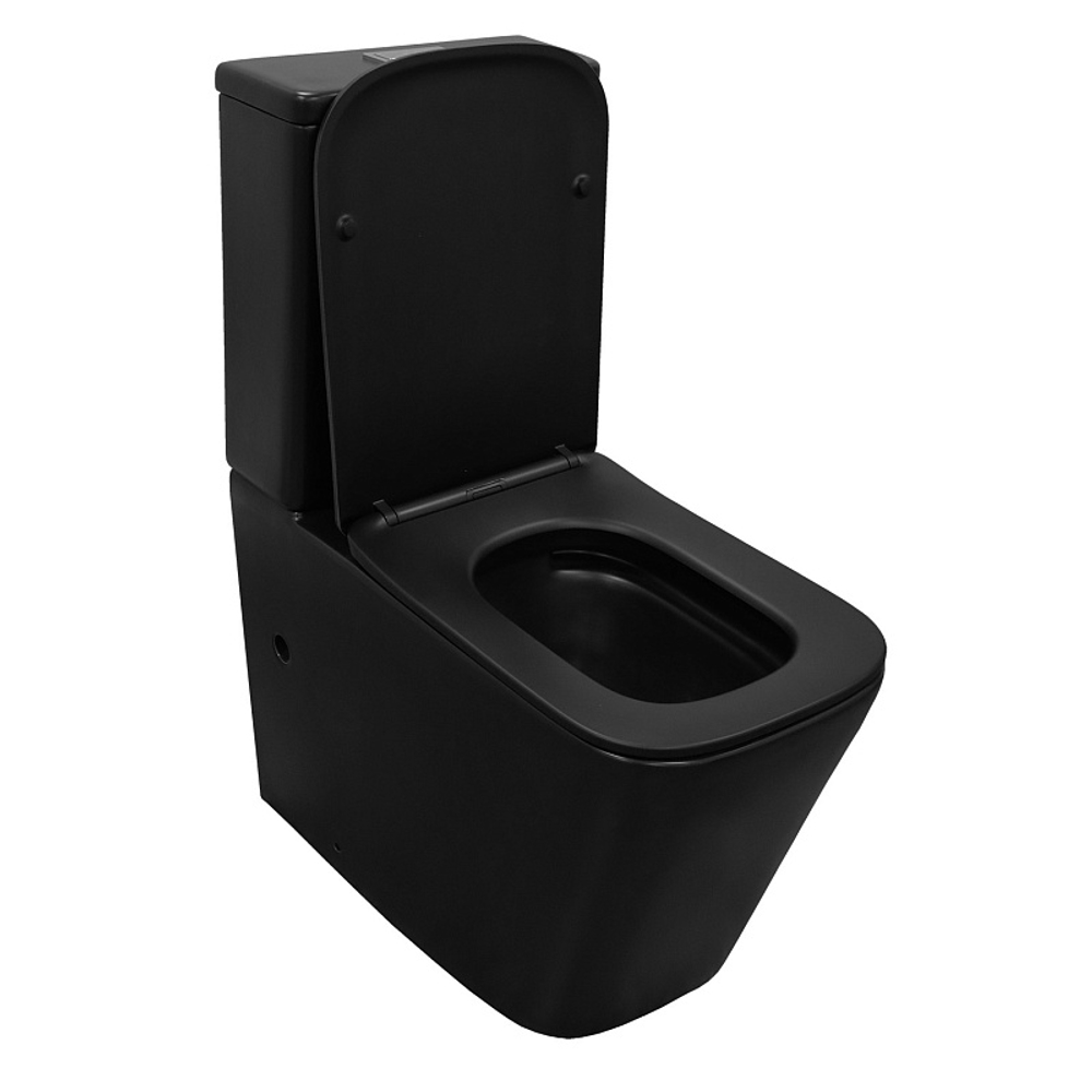 Унитаз-компакт Azario Black King 370х640х810 безободковый, с быстросъемным сиденьем микролифт, черный матовый (AZ-8303D)