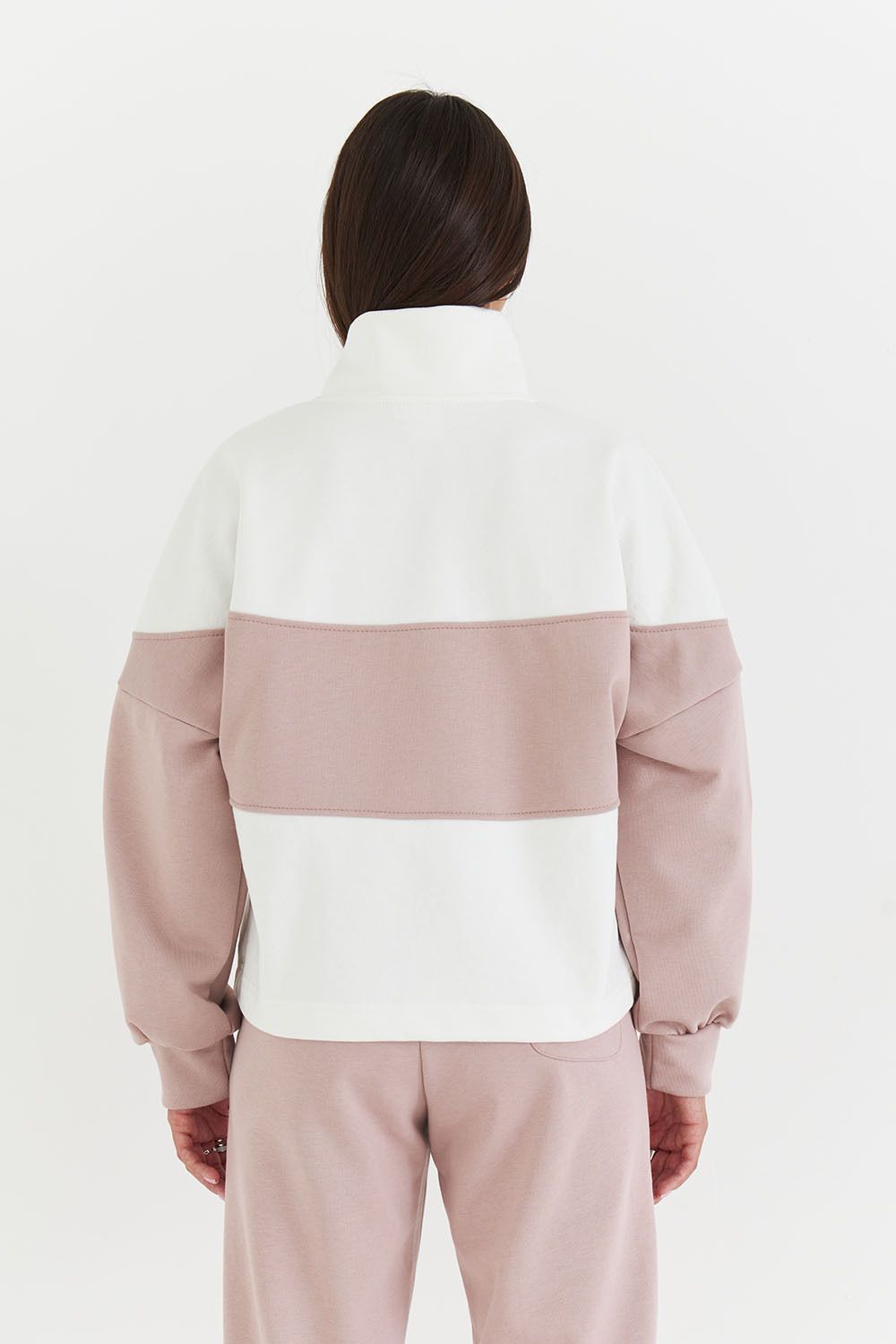 Олимпийка колор-блок бюстье цвета какао/крем