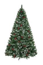 Заснеженная елка с шишками и ягодами «Очарование» (Леска+пвх) 180 см / 1.8 м
