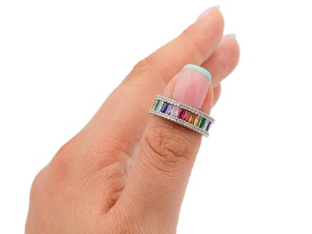 Кольцо с цветными кристаллами 6мм "Самоцветы"