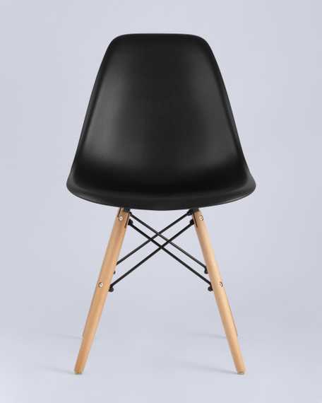 Eames Style DSW черный пластик, стальной каркас, натуральный массив бука