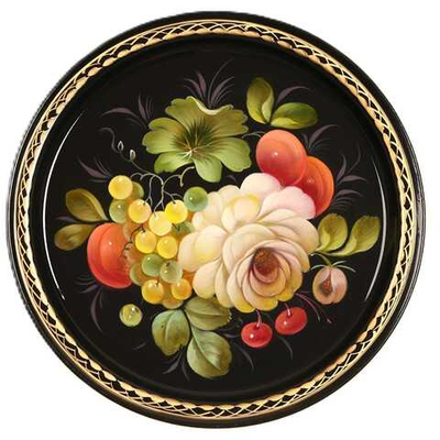 Жостовский поднос декоративный, размер 22 см (A5), металлический