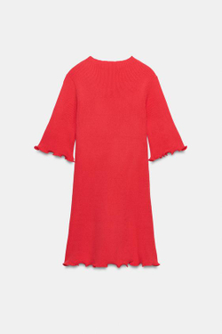ZARA КОРОТКОЕ ПЛАТЬЕ В РУБЧИК, КОРАЛЛОВЫЙ/КРАСНЫЙ