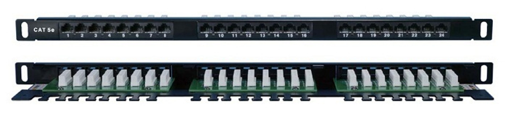 Патч-панель 19", 24xRJ45, UTP, Кат. 5е Hyperline PPHD-19-24-8P8C-C5E-110D