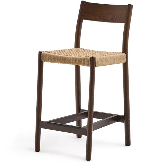 Analy Полубарный стул из массива дуба с отделкой под орех и сиденьем из веревки 65 см