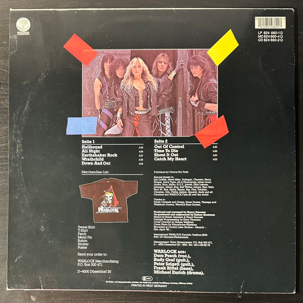Warlock ‎– Hellbound (Германия 1985г.)