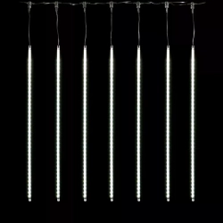Гирлянда тающие сосульки 10 шт по 80 см., 12В, 720 Белых светодиодов, провод черный ПВХ, IP20
