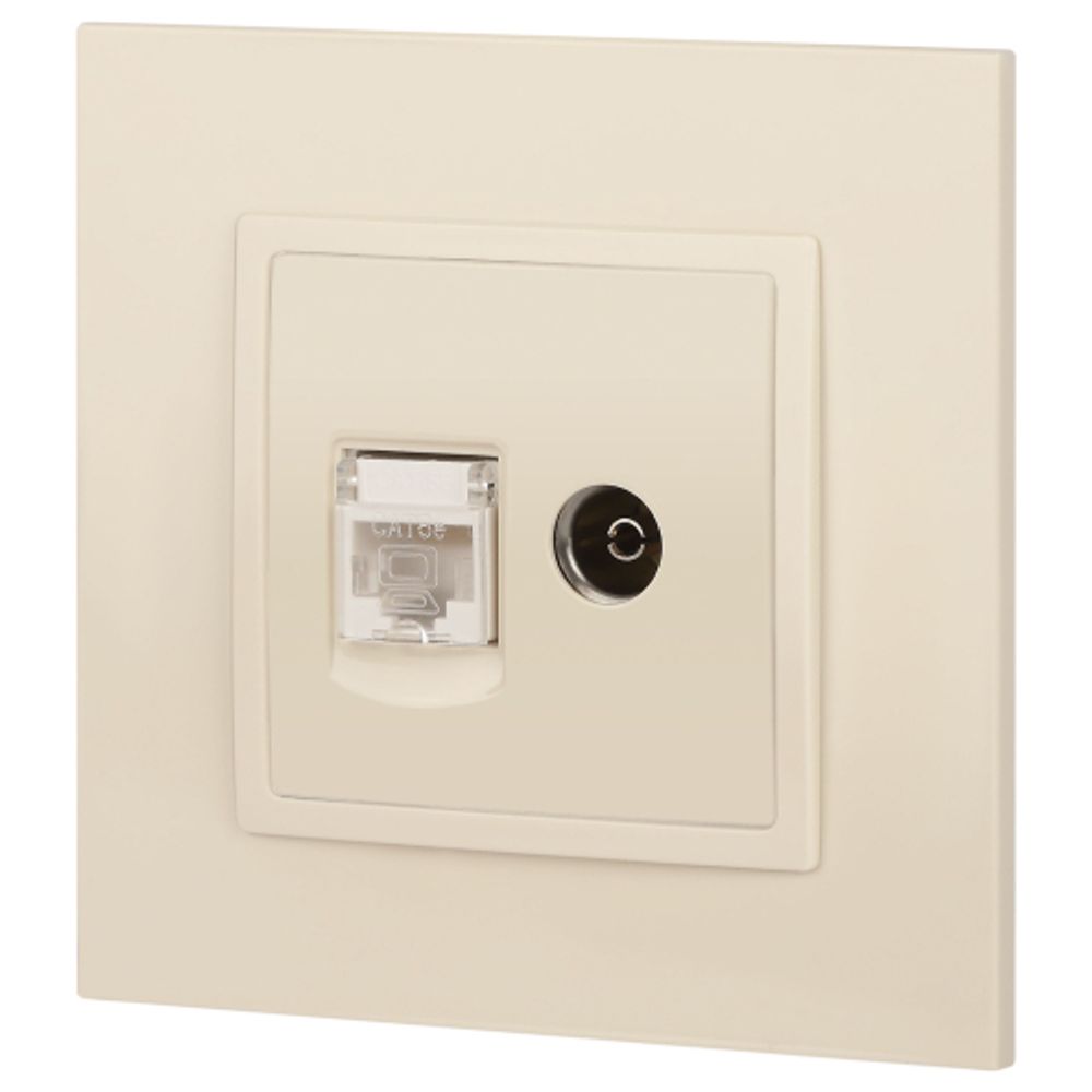 14-3110-02 ЭРА Розетка RJ45+TV, IP20, сл.кость | Elegance Слоновая кость