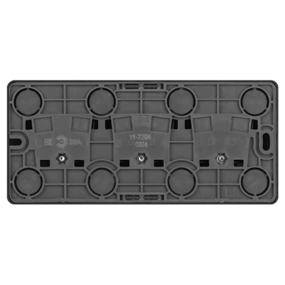 Розетка ЭРА Эксперт 11-2208-05 тройная с заземлением 3х2P+E Schuko, IP20, 16A-250В, ОУ, антрацит | Эра Эксперт